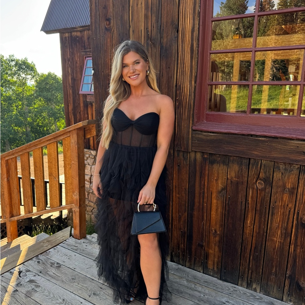 Mac Duggal Black Strapless Dress